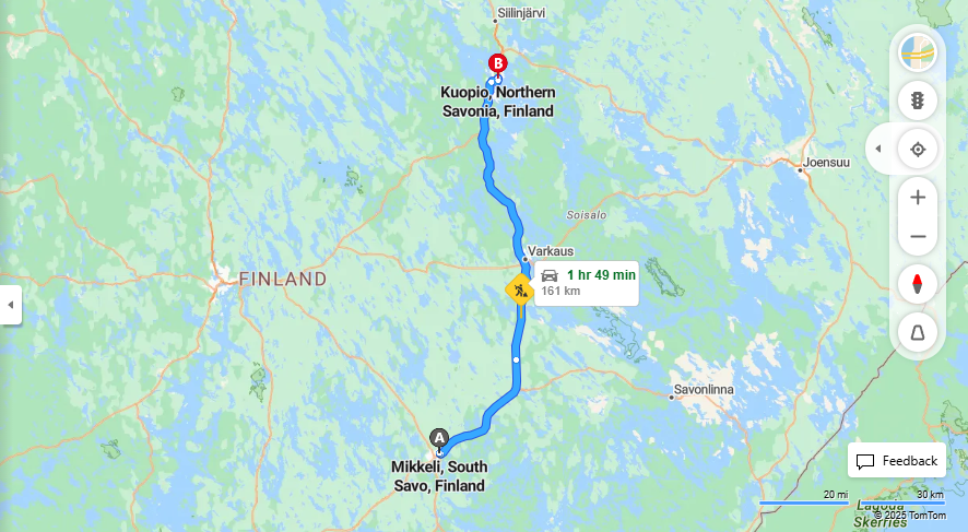 Mikkelista Kuopioon - Etaisyys, Ajo, Liikenne ja Matkustamisvaihtoehdot