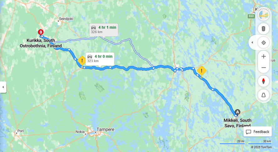 Mikkelista Kurikkaan - Etaisyys, Ajo, Kuljetus ja Matkustusvaihtoehdot