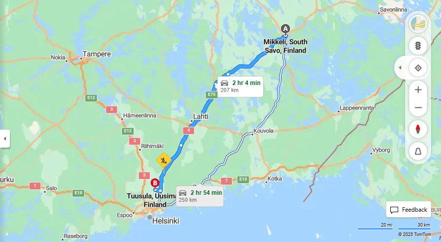 Mikkelista Tuusulaan - Etaisyys, Ajomatka, Kuljetus- ja Matkavaihtoehdot