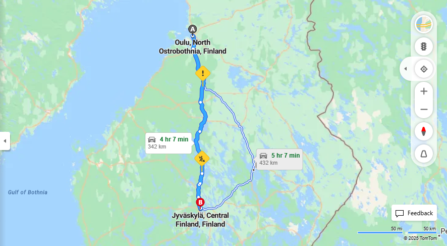 Oulusta Jyvaskylaan - Etaisyys, Ajo, Liikenne ja Matkustamisvaihtoehdot