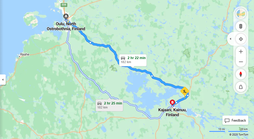 Oulusta Kajaaniin - Etaisyys, Ajo, Kuljetus ja Matkustamisvaihtoehdot