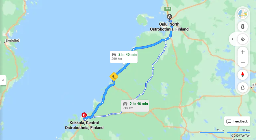 Oulusta Kokkolaan - Etaisyys, Ajomatka, Liikkumisvaihtoehdot ja Matkustaminen