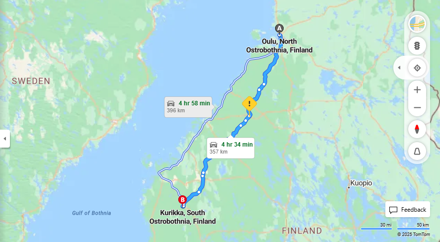 Oulusta Kurikkaan - Etaisyys, Ajo, Kuljetus ja Matkustusvaihtoehdot
