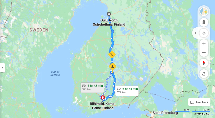 Oulusta Riihimaelle - Etaisyys, Ajaminen, Kuljetus ja Matkustusvaihtoehdot