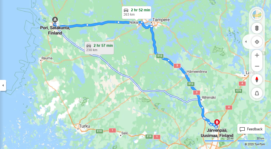 Porista Jarvenpaahan - Etaisyys, Ajo, Liikkuminen ja Matkustamismahdollisuudet