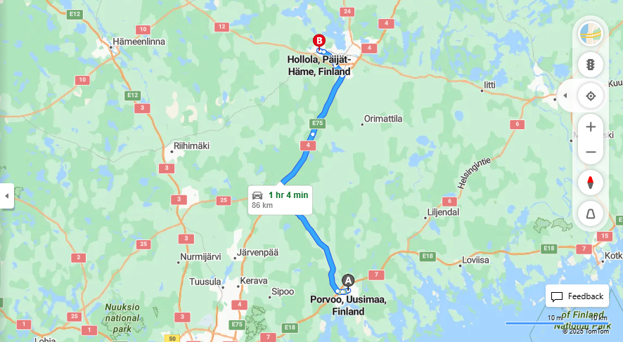 Porvoosta Hollolaan - Etaisyys, Ajaminen, Kuljetus ja Matkavaihtoehdot