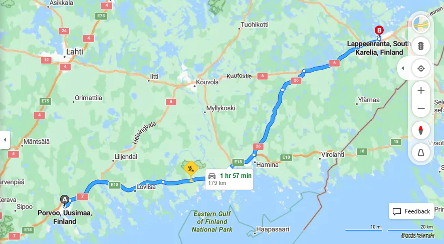 Porvoosta Lappeenrantaan - Etaisyys, Ajomatka, Kuljetus ja Matkustamisvaihtoehdot