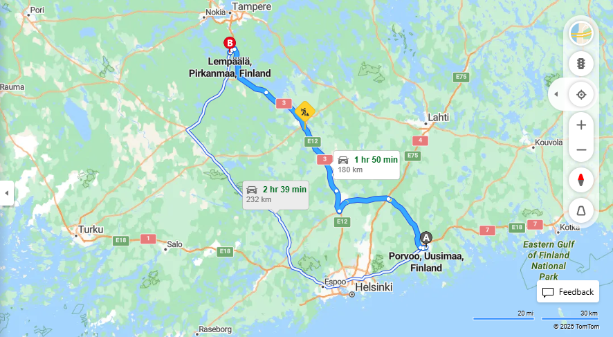 Porvoosta Lempaalaan - Etaisyys, Ajo, Kuljetus ja Matkustamisvaihtoehdot