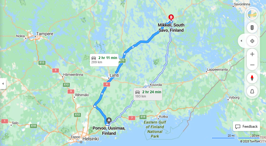 Porvoosta Mikkeliin - Etaisyys, Ajo, Liikenne ja Matkustusvaihtoehdot