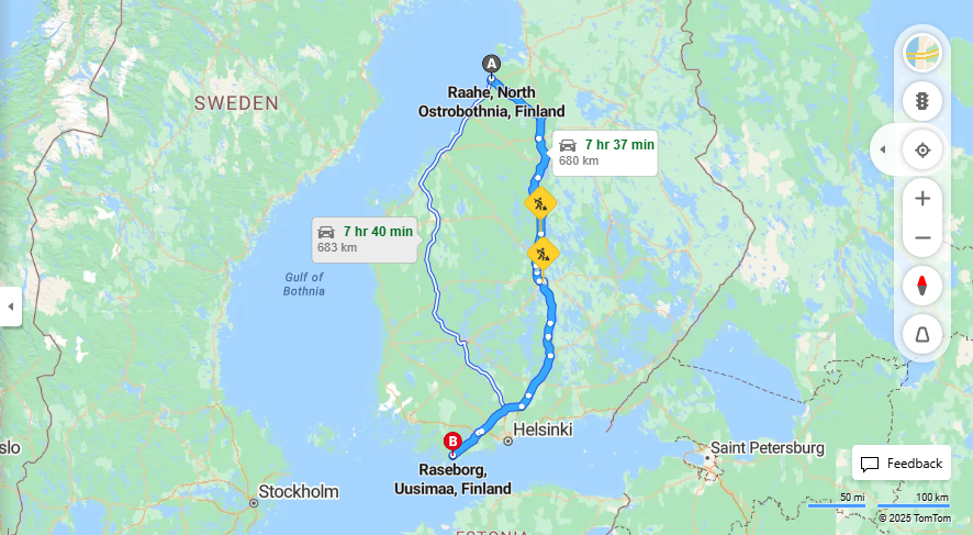 Raahesta Raseporiin - Etaisyydet, Ajo, Kuljetus ja Matkavaihtoehdot