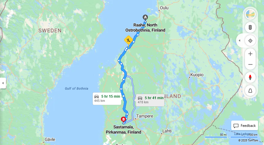 Raahesta Sastamalaan - Etaisyys, Ajo, Kuljetus ja Matkustusvaihtoehdot