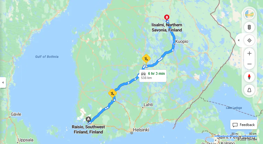Raisio - Iisalmi: Etaisyys, Ajo, Kuljetus ja Matkustusmahdollisuudet