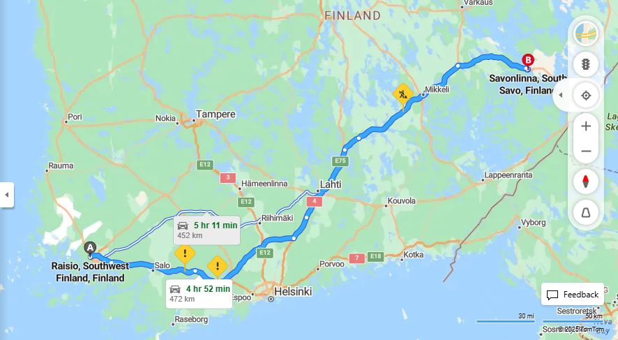 Raision ja Savonlinnan valinen matka: Etaisyys, ajo, liikenne ja matkustusvaihtoehdot