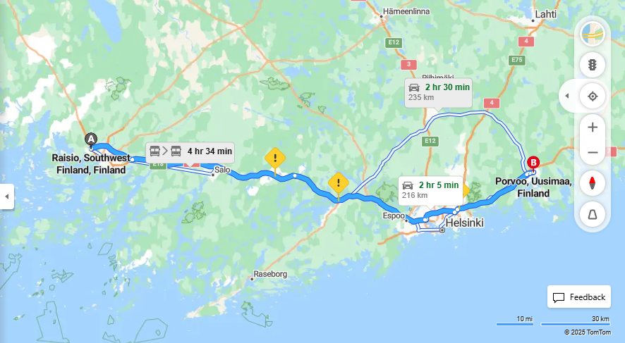 Raisiosta Porvooseen - Etaisyys, Ajomatka, Kuljetus ja Matkustamisvaihtoehtoja