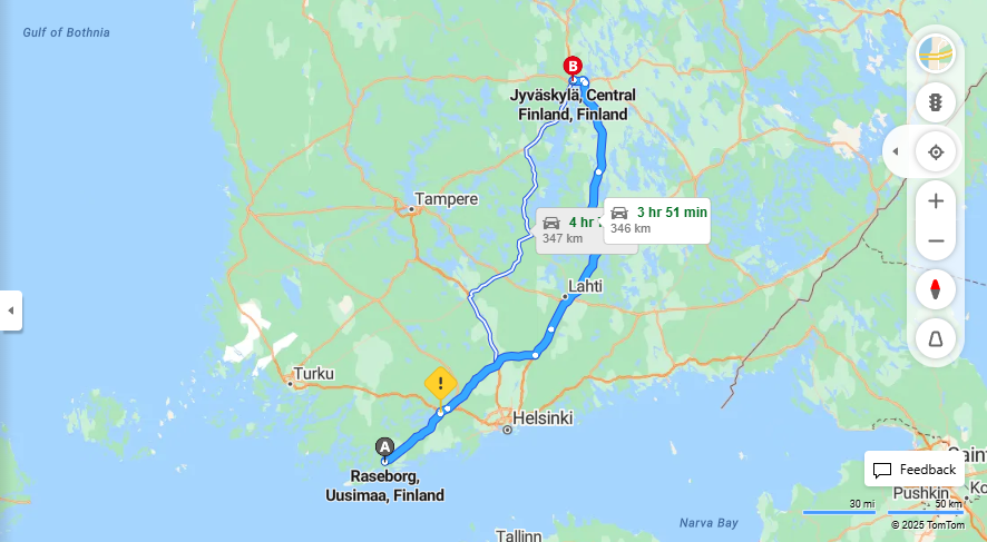 Raseborgista Jyvaskylaan - Matka, Ajo, Kuljetus ja Matkustusmahdollisuudet