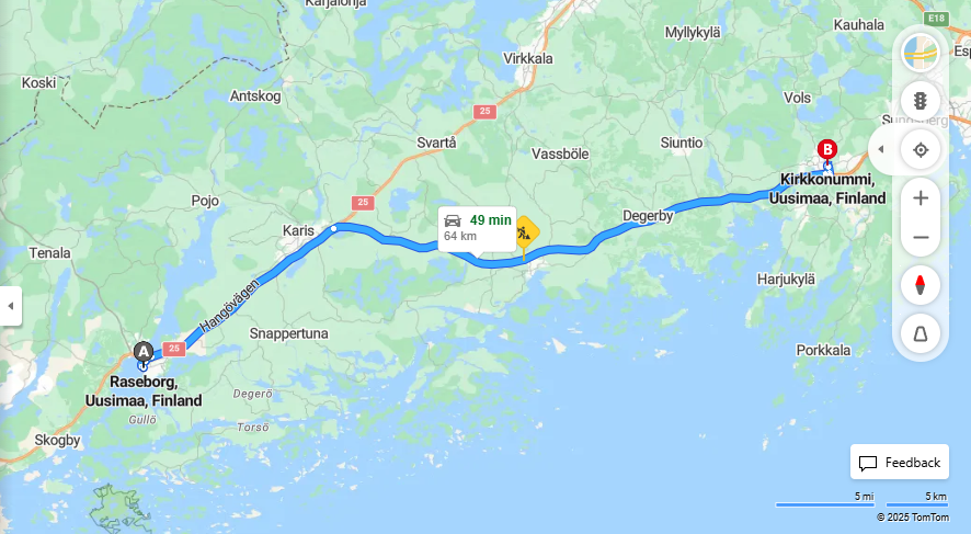 Raseborgista Kirkkonummeeen - Etaisyys, Ajo, Kuljetus ja Matkustusvaihtoehdot