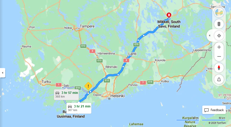 Raseborgista Mikkeliin - Etaisyys, Ajo, Kuljetus ja Matkavaihtoehdot