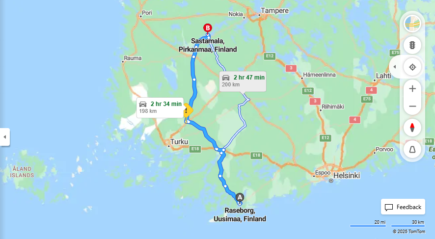 Raseborgista Sastamalaan - Etaisyys, Ajo, Kuljetus ja Matkustusvaihtoehdot