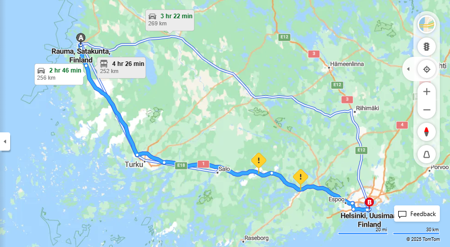 Rauma Helsingista: Etaisyys, Ajo, Liikenne ja Matkustusvaihtoehdot