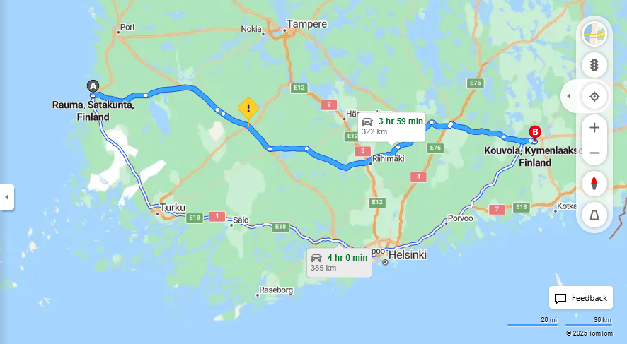 Rauma-Kouvola: Etaisyys, Ajo, Kuljetus ja Matkustusvaihtoehdot