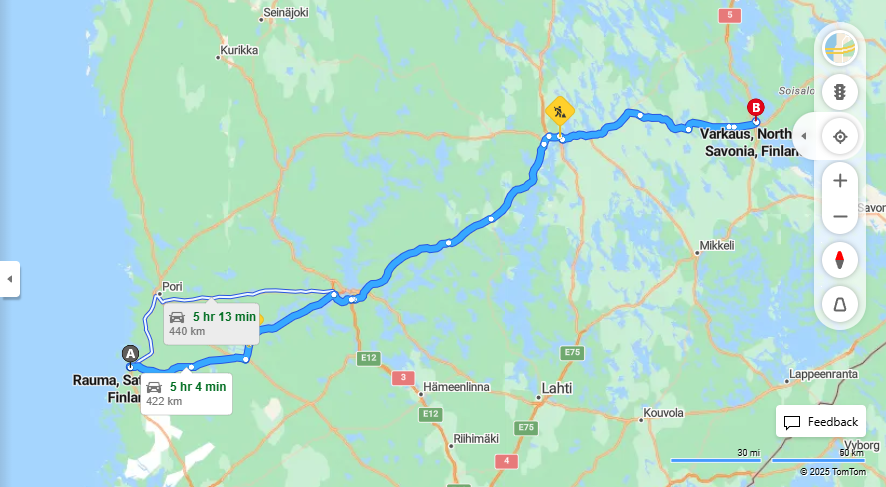 Rauma Varkauteen - Etaisyys, Ajo, Liikenne ja Matkustusvaihtoehdot