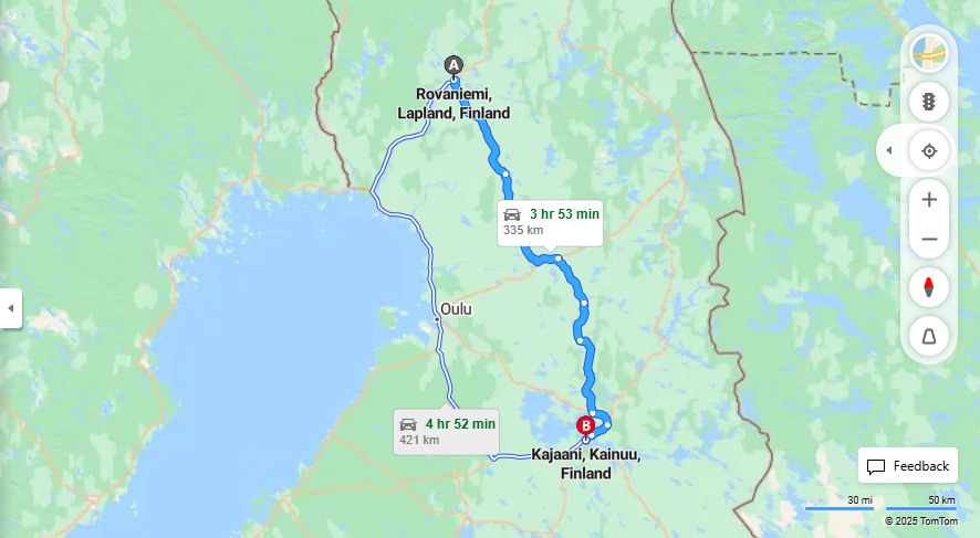 Rovaniemelta Kajaaniin - Etaisyys, Ajo, Kuljetus ja Matkustusvaihtoehdot