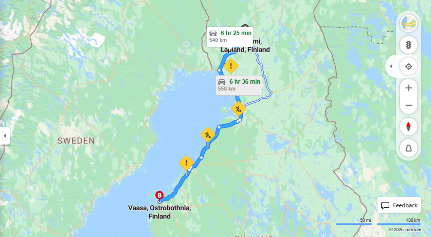 Rovaniemelta Vaasaan - Etaisyys, Ajo, Kuljetus ja Matkustusmahdollisuudet