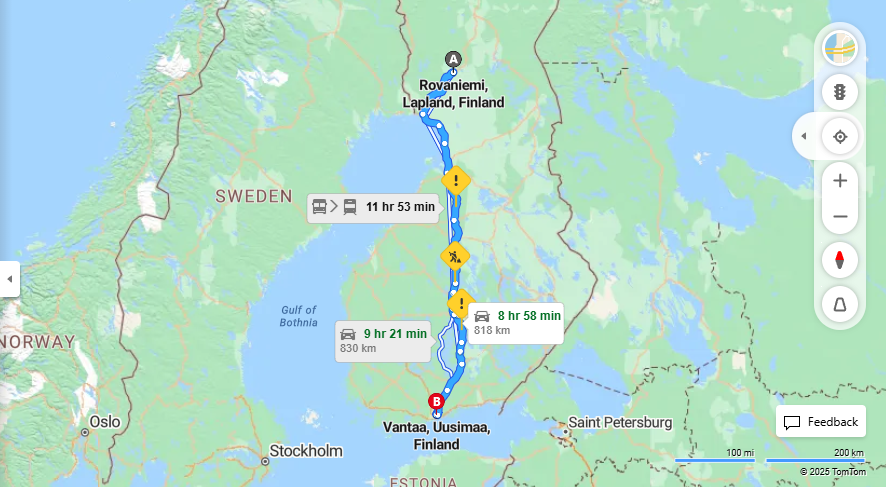 Rovaniemelta Vantaalle - Etaisyys, Ajaminen, Kuljetusvaihtoehdot ja Matkustusmahdollisuudet