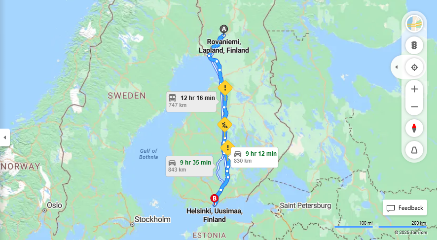 Rovaniemesta Helsinkiin - Etaisyys, Ajomatka, Kuljetus ja Matkustusvaihtoehdot