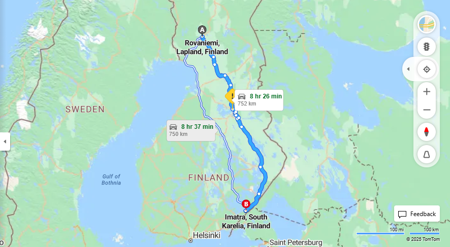 Rovaniemesta Imatralle - Etaisyys, Ajo, Liikenne ja Matkustusvaihtoehdot