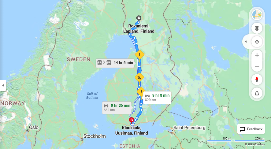 Rovaniemesta Klaukkalaan - Etaisyys, Ajo, Liikenne ja Matkustusmahdollisuudet