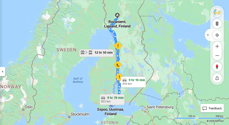 Rovaniemi - Espoo: Etaisyys, Ajo, Kuljetus ja Matkustusvaihtoehdot