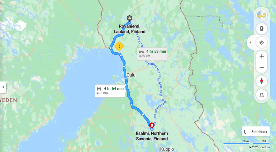 Rovaniemista Iisalmiin - Matka, Ajo, Kuljetus ja Matkustusvaihtoehdot