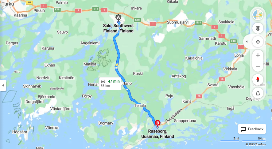 Salo - Raseborg: Matka, Ajo, Kuljetus ja Matkustamisvaihtoehdot