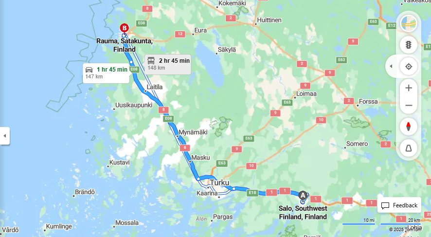Salo Rauma - Etaisyys, Ajo, Kuljetus ja Matkustusvaihtoehdot