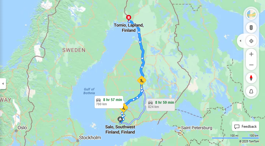 Salo - Tornio: Etaisyys, Ajomatka, Kuljetus ja Matkavaihtoehdot