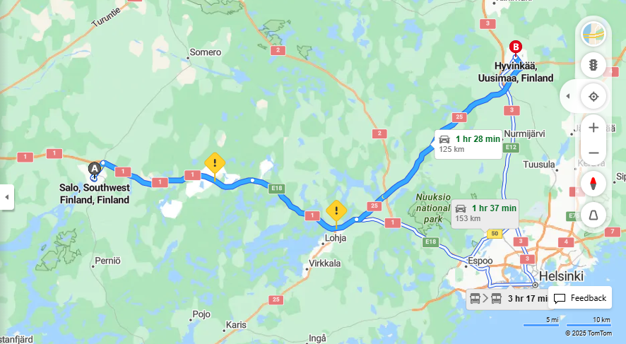 Salosta Hyvinkaalle - Etaisyys, Ajo, Kuljetus ja Matkustamisvaihtoehdot