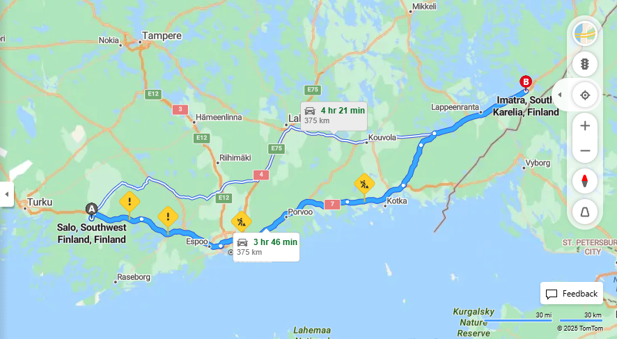 Salosta Imatraan - Etaisyys, Ajomatka, Kuljetus ja Matkustusvaihtoehdot