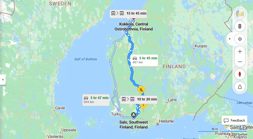 Salosta Kokkolaan - Etaisyys, Ajomatka, Kuljetus ja Matkustamisvaihtoehdot