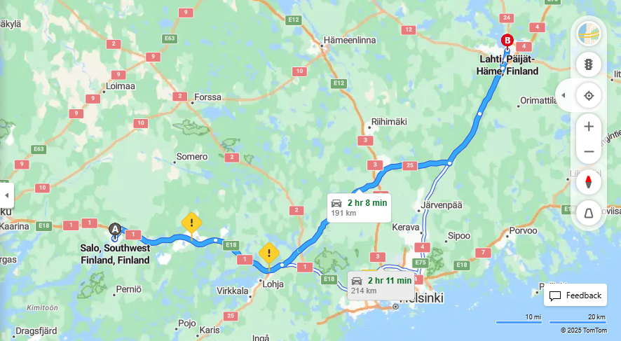 Salosta Lahteen - Etaisyys, Ajo, Liikenne ja Matkustusvaihtoehdot