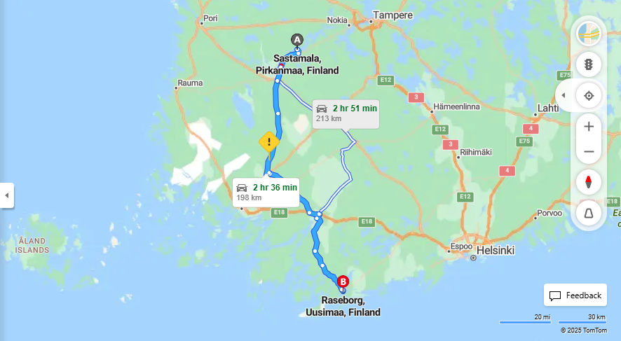 Sastamalasta Raseporiin - Etaisyys, Ajomatka, Liikkumis- ja Matkustamisvaihtoehdot