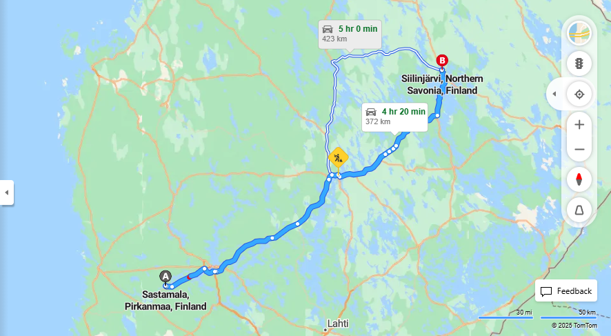 Sastamalasta Siilinjarvelle - Etaisyys, Ajo, Kuljetus ja Matkustusmahdollisuudet