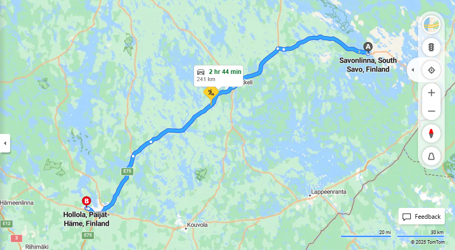 Savonlinnasta Hollolaan - Etaisyys, Ajo, Kuljetus ja Matkavaihtoehdot