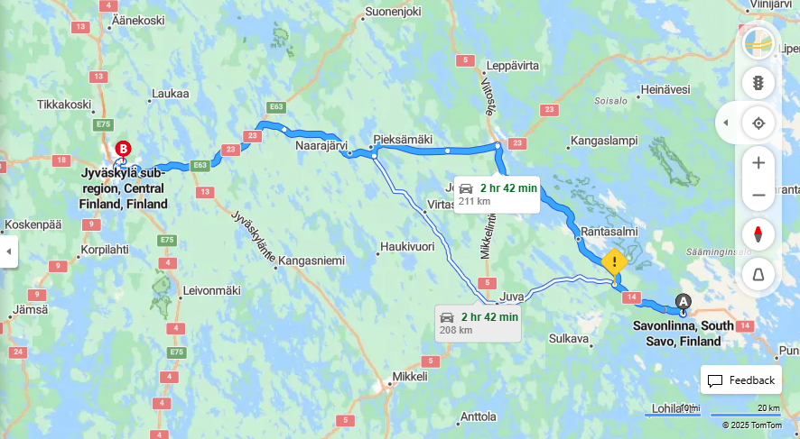 Savonlinnasta Jyvaskylaan - Etaisyys, Ajaminen, Liikenne ja Matkustusvaihtoehdot