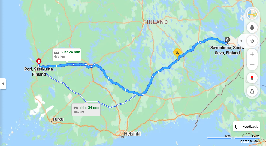 Savonlinnasta Poriin - Etaisyys, Kuljetus ja Matkustusvaihtoehdot