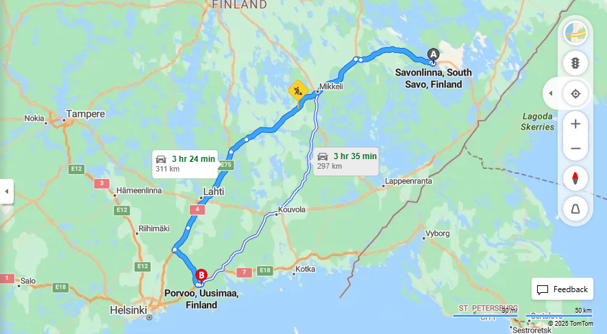 Savonlinnasta Porvooseen - Etaisyys, Ajo, Liikenne ja Matkustusvaihtoehdot