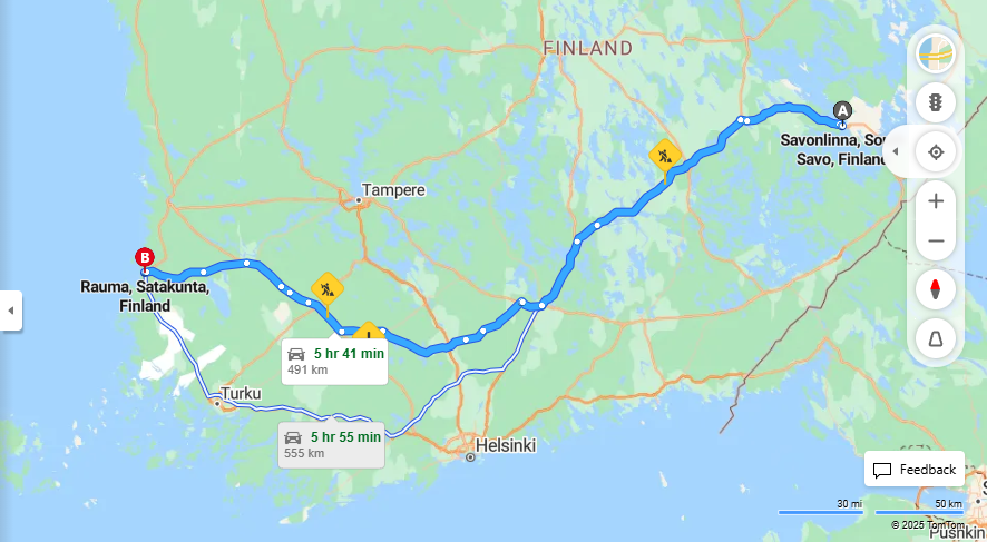 Savonlinnasta Raumaankayntitavat ja etaisyydet