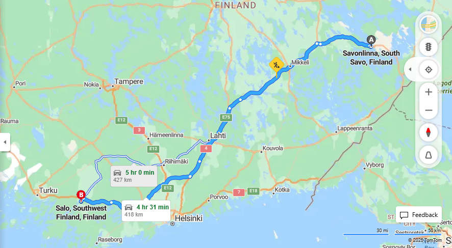 Savonlinnasta Saloon - Etaisyys, Ajo, Kuljetus ja Matkavaihtoehdot