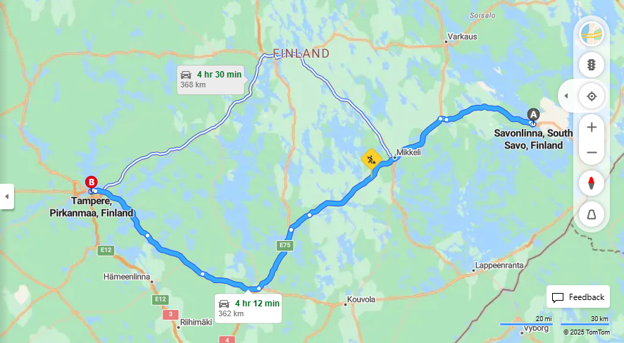 Savonlinnasta Tampereelle - Etaisyys, Ajo, Kuljetus ja Matkustusmahdollisuudet