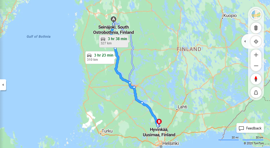 Seinajoelta Hyvinkaalle - Etaisyys, Ajo, Kuljetus ja Matkavaihtoehdot